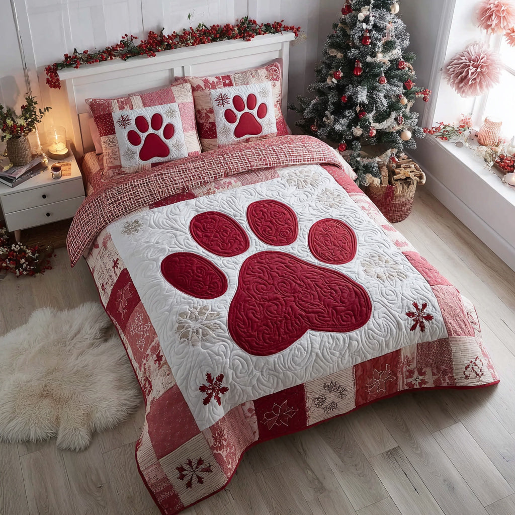 Mosaic Paw 3-Piece Quilted Bedding Set NCU0HH1533