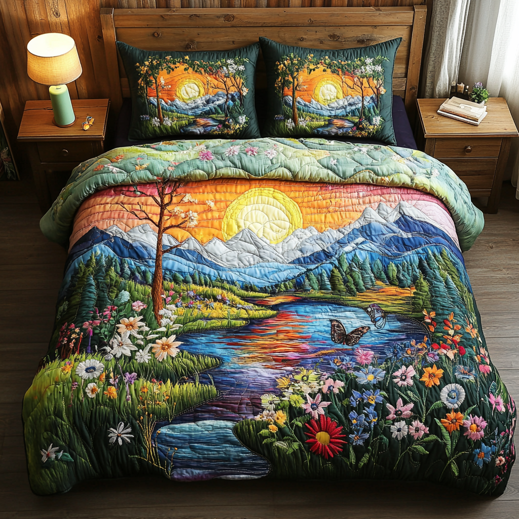 Moss Meadow 3-Piece Quilted Bedding Set NCU0VL2348