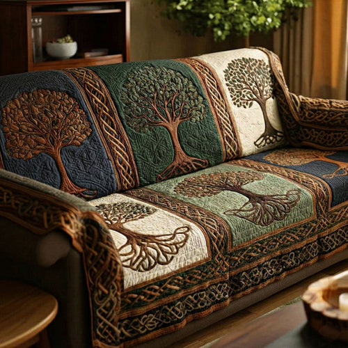 Moss Nature Roots Quilted Sofa Cover NCU0NT12062