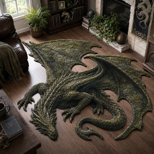 Mossbound Dragon Custom Shape Area Rug NCU0DV10083