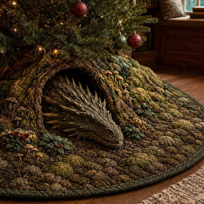 Mossy Forest Dragon Christmas Quilted Tree Skirt NCU0DV10025
