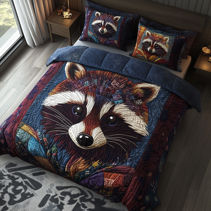 Mossy Hollow Raccoon 3-Piece Quilted Bedding Set NCU0DV4082