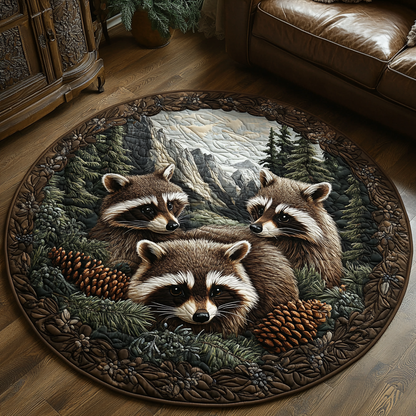 Mossy Hollow Raccoon Quilted Round Mat NCU0DV4101