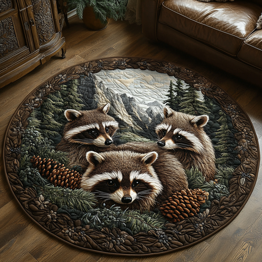 Mossy Hollow Raccoon Quilted Round Mat NCU0DV4101