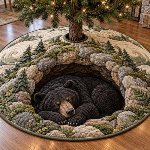 Mossy Rock Sleeping Bear Christmas Quilted Tree Skirt NCU0TV2168