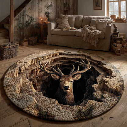 Mossy Stag Pit Quilted Round Mat NCU0HH1497