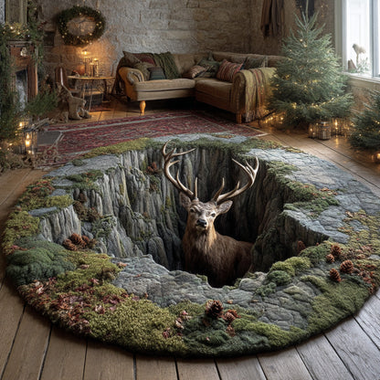 Mossy Stag Quilted Round Mat NCU0TD2074
