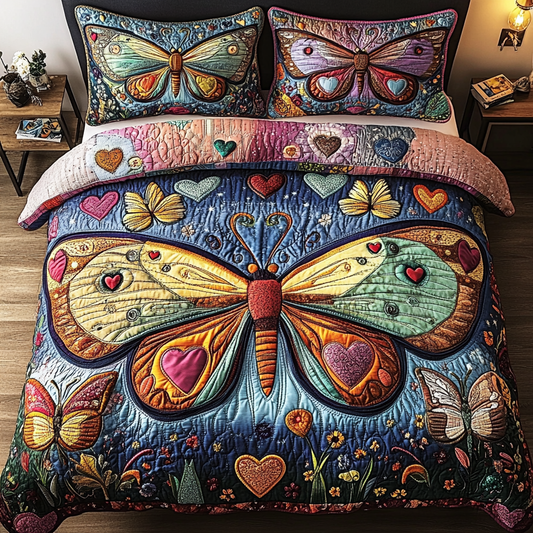 Moth Magic 3-Piece Quilted Bedding Set NCU0VL2364