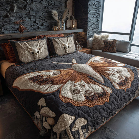 Moth Mushrooms 3-Piece Quilted Bedding Set NCU0VL3729