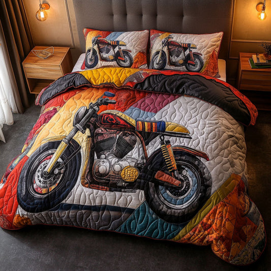 Motorbike Memories 3-Piece Quilted Bedding Set NCU0PT5705