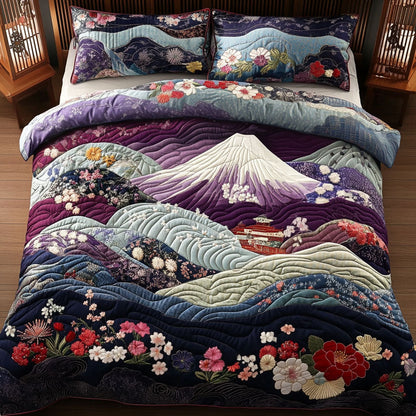 Mount Fuji Blossom 3-Piece Quilted Bedding Set NCU0PT6536
