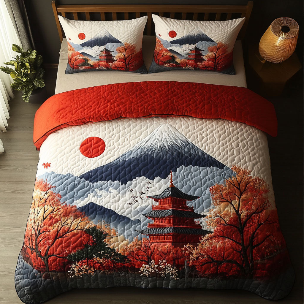 Mount Fuji Echo 3-Piece Quilted Bedding Set NCU0NT7390