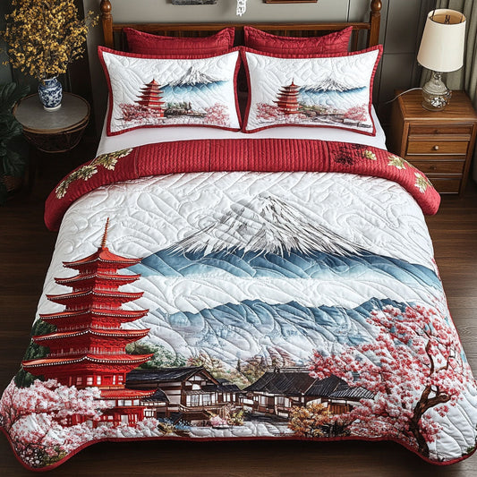 Mount Fuji Majesty 3-Piece Quilted Bedding Set NCU0PT6694