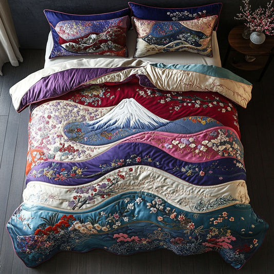 Mount Fuji Reflections 3-Piece Quilted Bedding Set NCU0PT6537