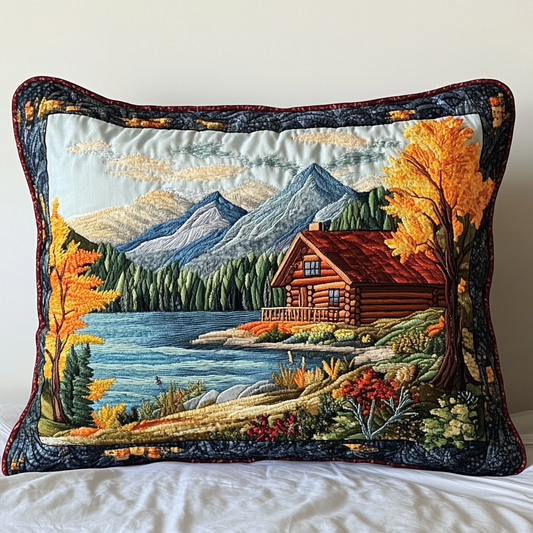 Mountain Lake Autumn Quilted Bedding Pillow Case NCU0NT3262