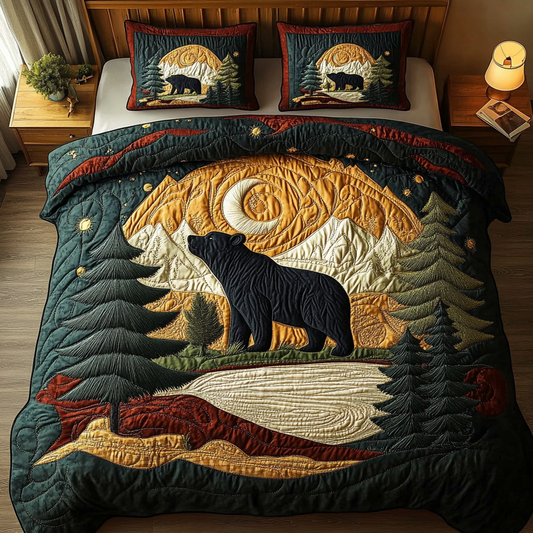 Mountain Bear 3-Piece Quilted Bedding Set NCU0DK9826