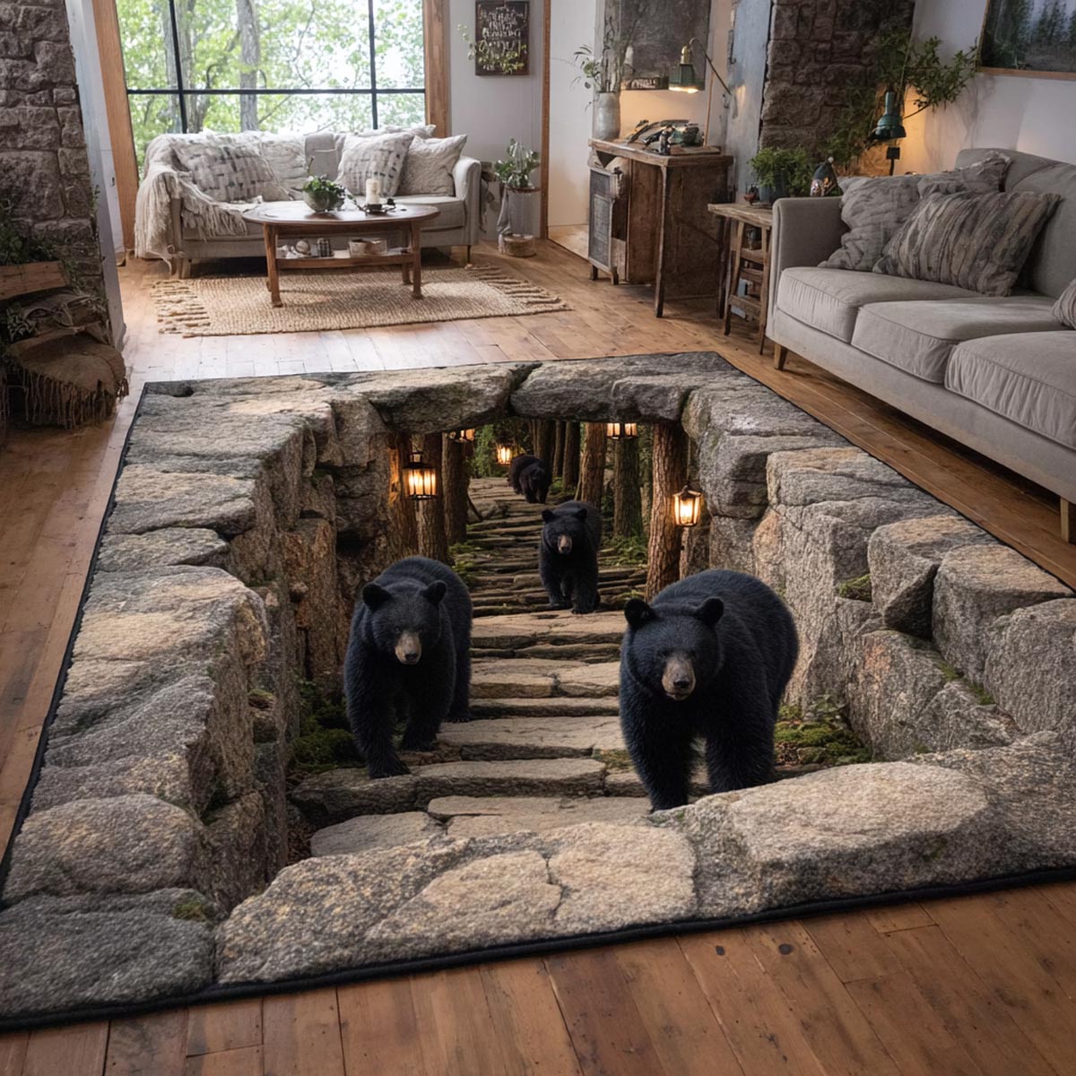 Mountain Bear Area Rug NCU0DV9631