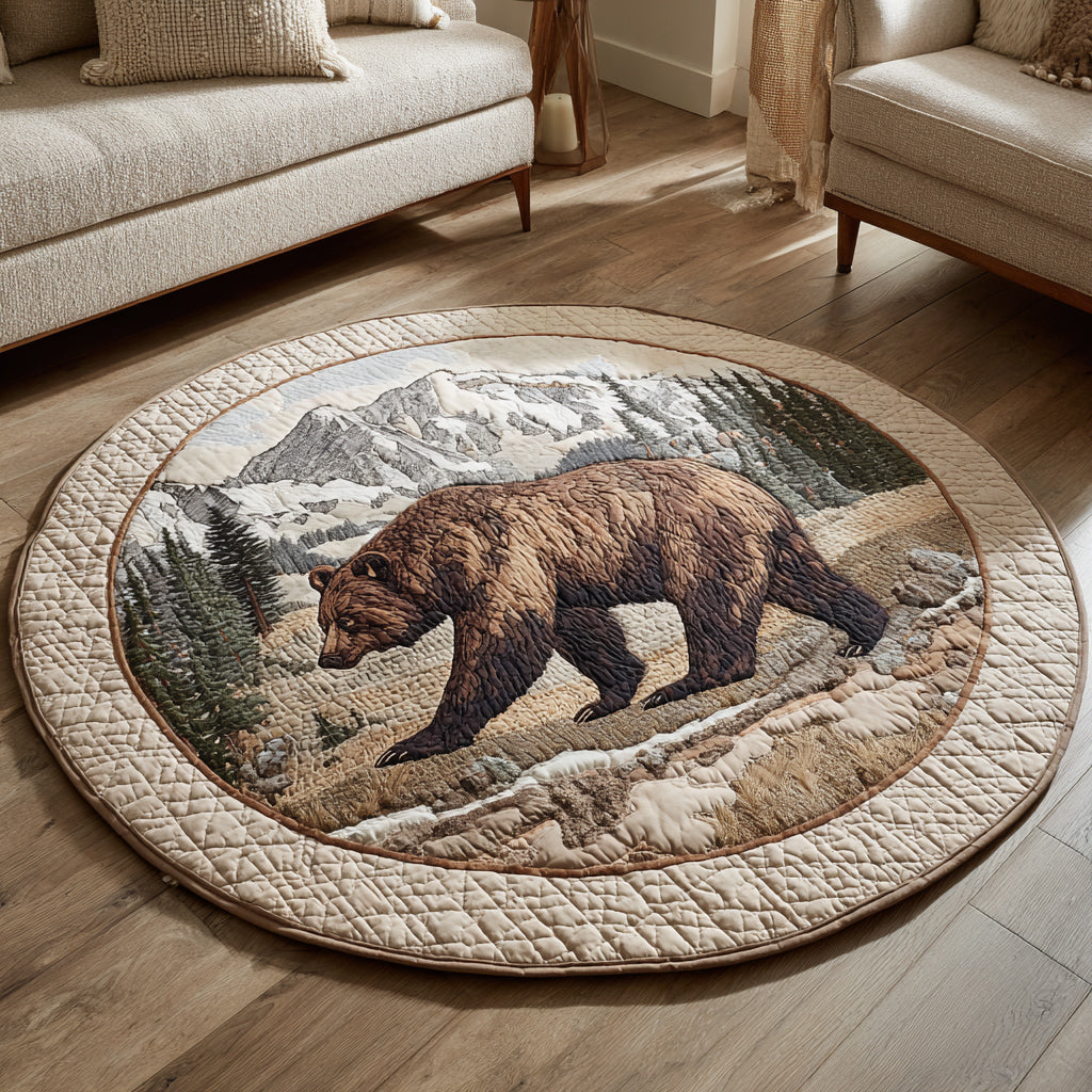 Mountain Bear Trek Quilted Round Mat NCU0HH078
