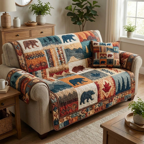Mountain Bears Quilted Sofa Cover NCU0VL3357