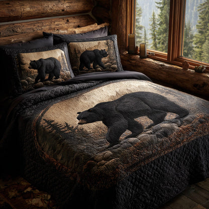 Mountain Black Bear 3-Piece Quilted Bedding Set NCU0DV8007