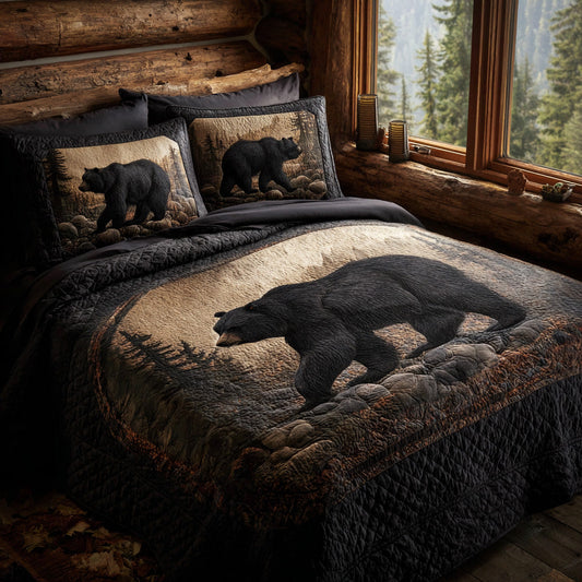Mountain Black Bear 3-Piece Quilted Bedding Set NCU0DV8007