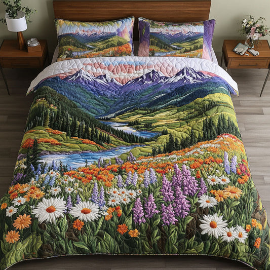 Mountain Bloom Valley 3-Piece Quilted Bedding Set NCU0NT5197