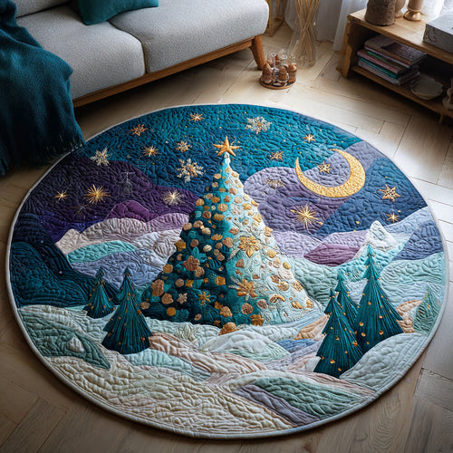 Mountain Christmas Tree Quilted Round Mat NCU0HH268