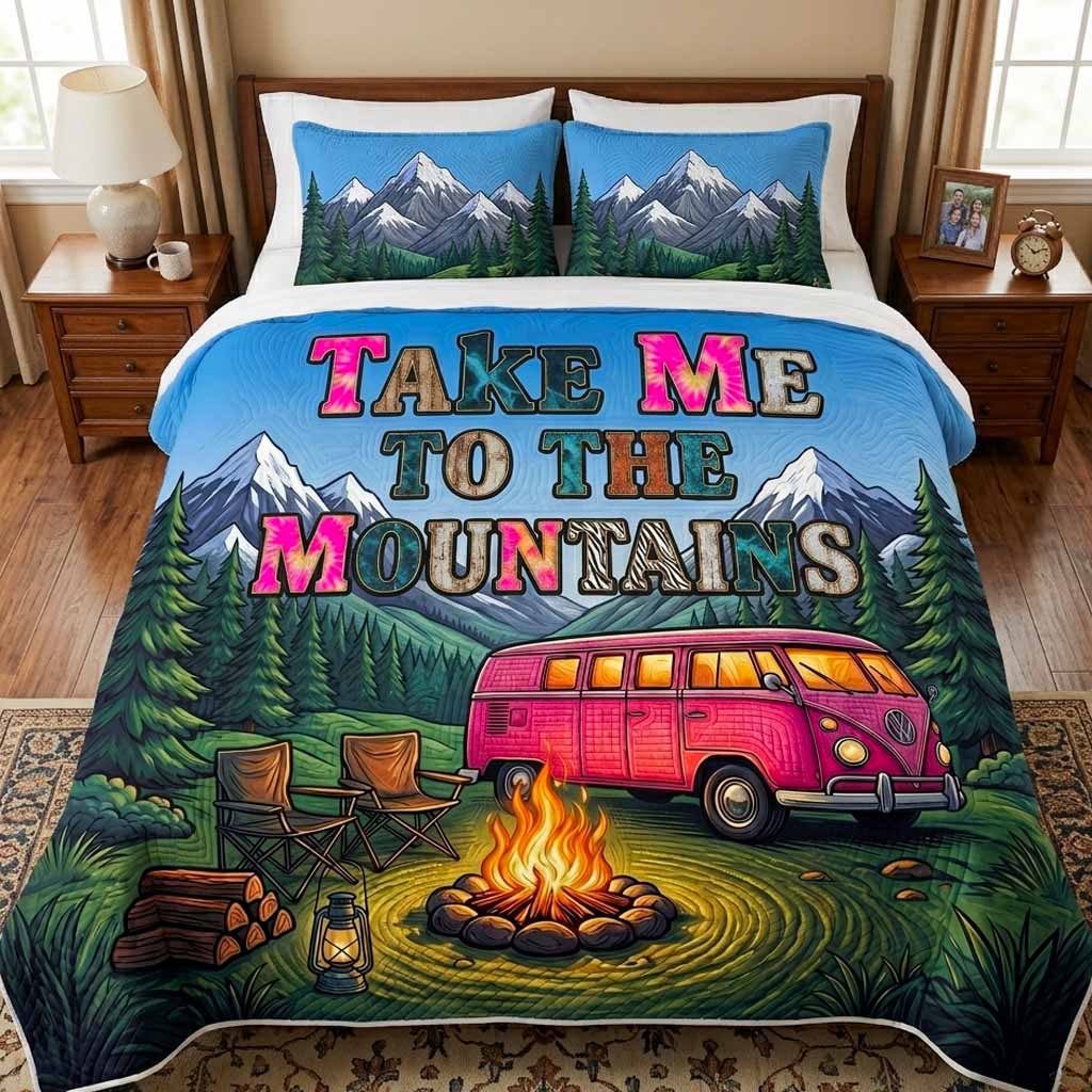 Mountain Fire 3-Piece Quilted Bedding Set NCU0XD2815