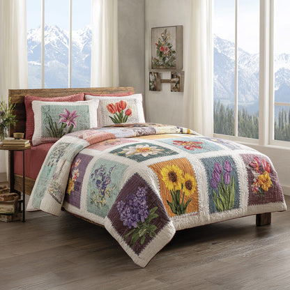 Mountain Florals 3-Piece Quilted Bedding Set NCU0VL3207