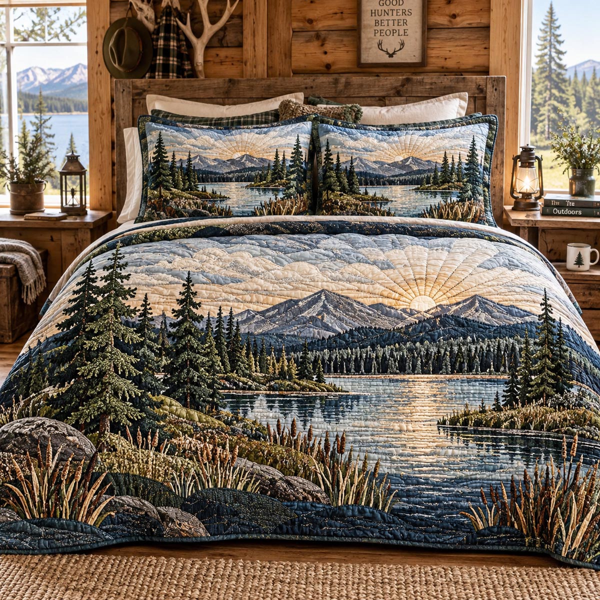 Mountain Lake Retreat 3-Piece Quilted Bedding Set NCU0DV10289