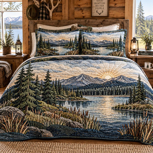 Mountain Lake Retreat 3-Piece Quilted Bedding Set NCU0DV10289