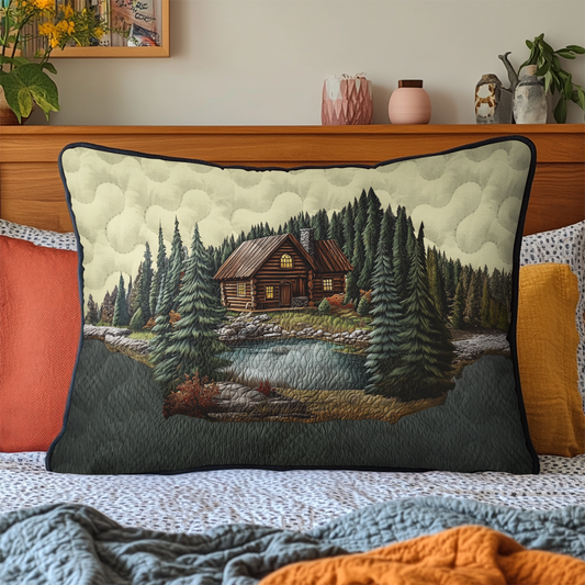 Mountain Log Cabin Quilted Bedding Pillow Case NCU0DK3739