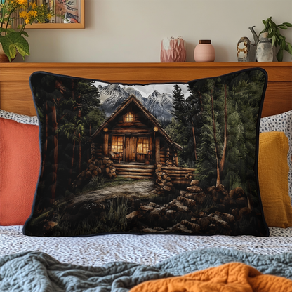Mountain Log Cabin Quilted Bedding Pillow Case NCU0DK3858
