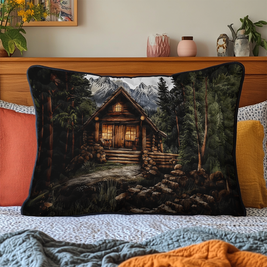 Mountain Log Cabin Quilted Bedding Pillow Case NCU0DK3858