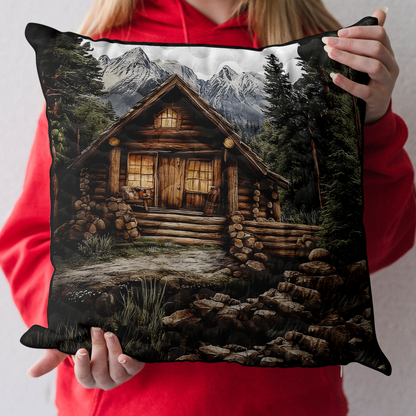 Mountain Log Cabin Quilted Pillow Case NCU0DK3857