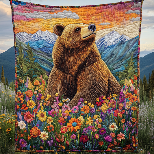 Mountain Majesty Bear Quilted Blanket NCU0DK862