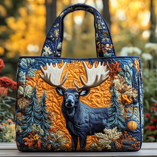 Mountain Moose Quilted Tote Bag NCU0DK9792