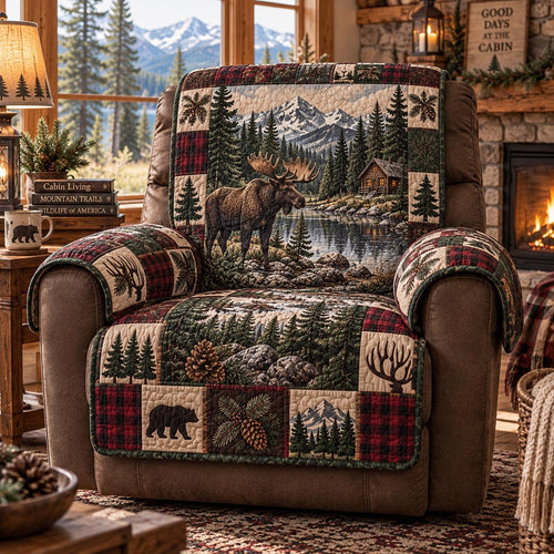 Mountain Moose Retreat Quilted Sofa Cover NCU0DV10201