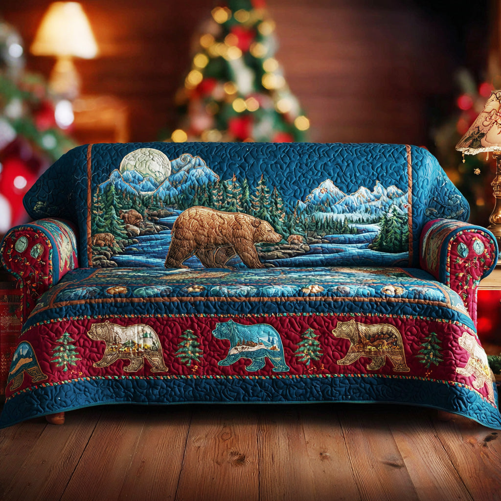 Mountain Path Bear Quilted Sofa Cover NCU0TD1614