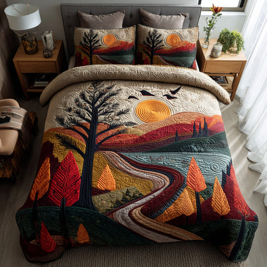 Mountain River Sunrise 3-Piece Quilted Bedding Set NCU0HH110