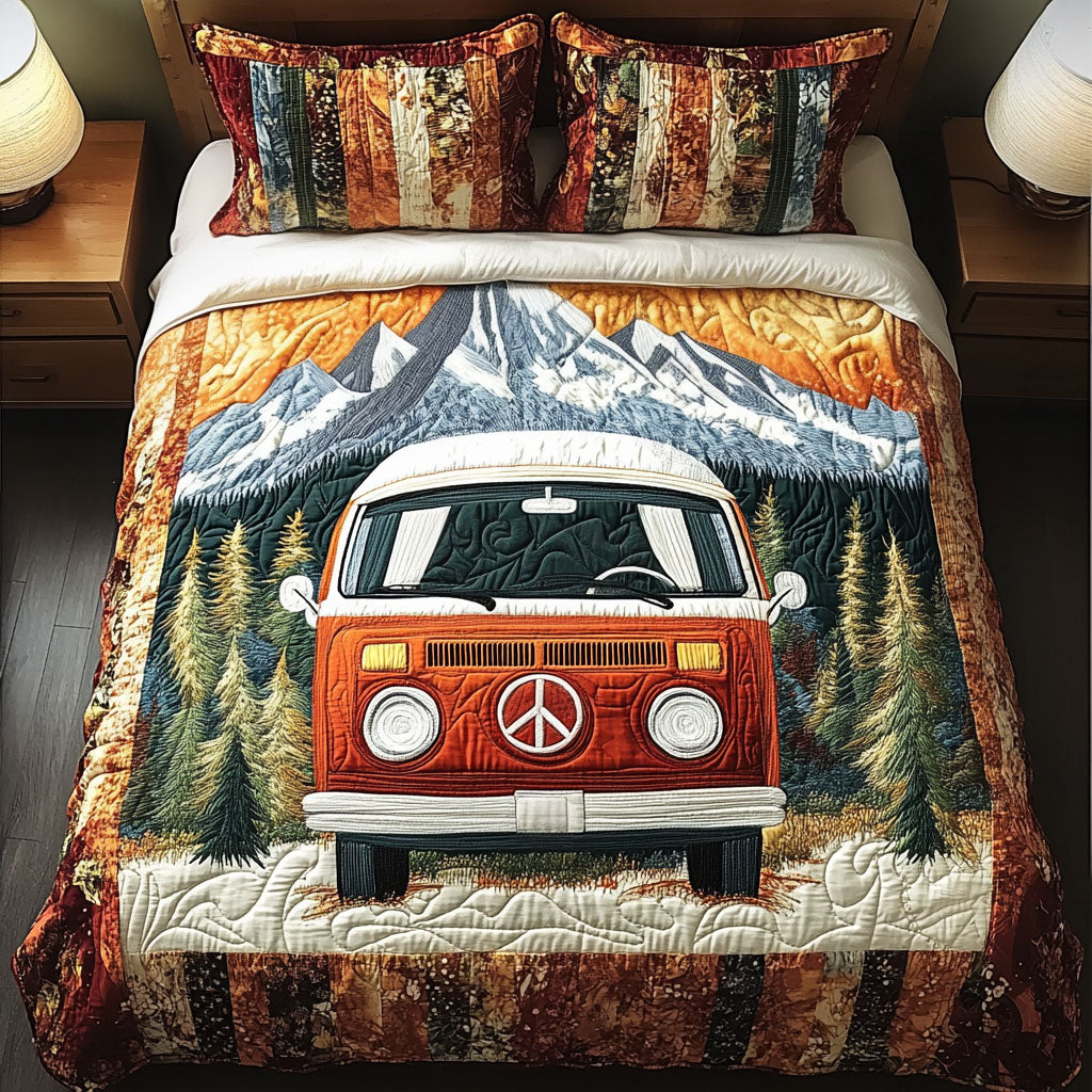 Mountain Road Trip 3-Piece Quilted Bedding Set NCU0NT4097