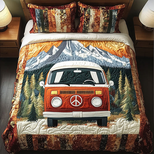 Mountain Road Trip 3-Piece Quilted Bedding Set NCU0NT4097