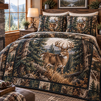 Mountain Stag Retreat 3-Piece Quilted Bedding Set NCU0DV10485