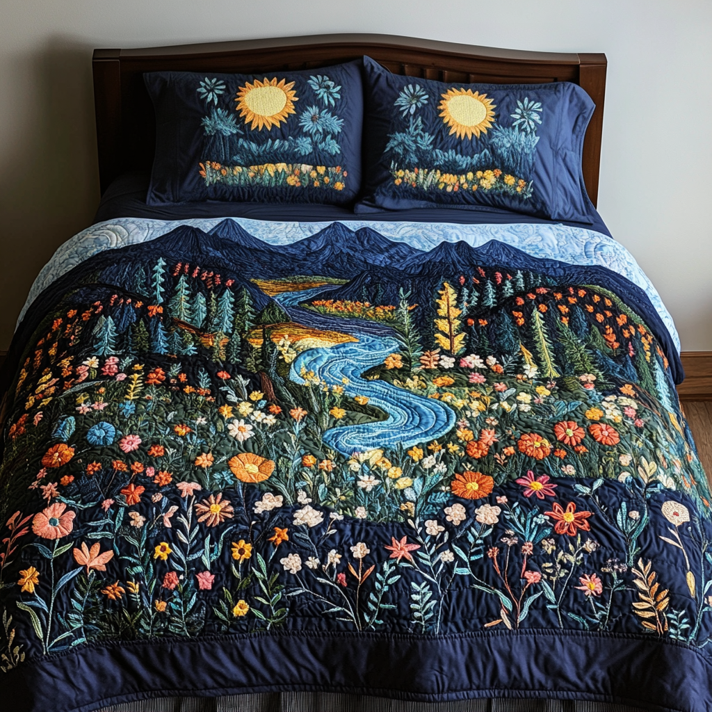 Mountain Stream 3-Piece Quilted Bedding Set NCU0VH4341