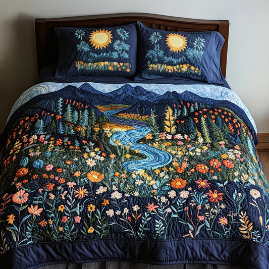 Mountain Stream 3-Piece Quilted Bedding Set NCU0VH4341