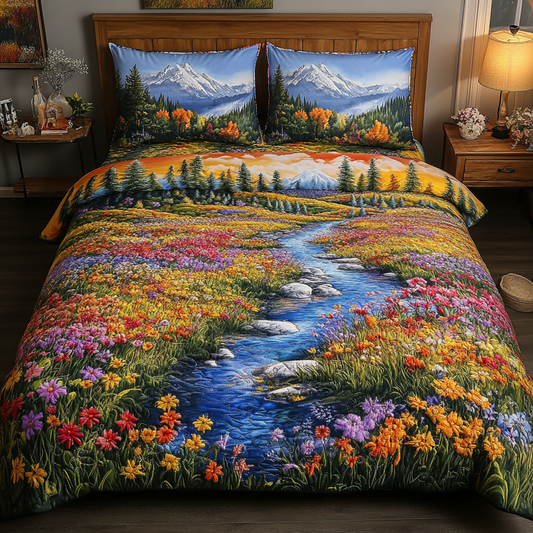 Mountain Stream Bliss 3-Piece Quilted Bedding Set NCU0VL1303