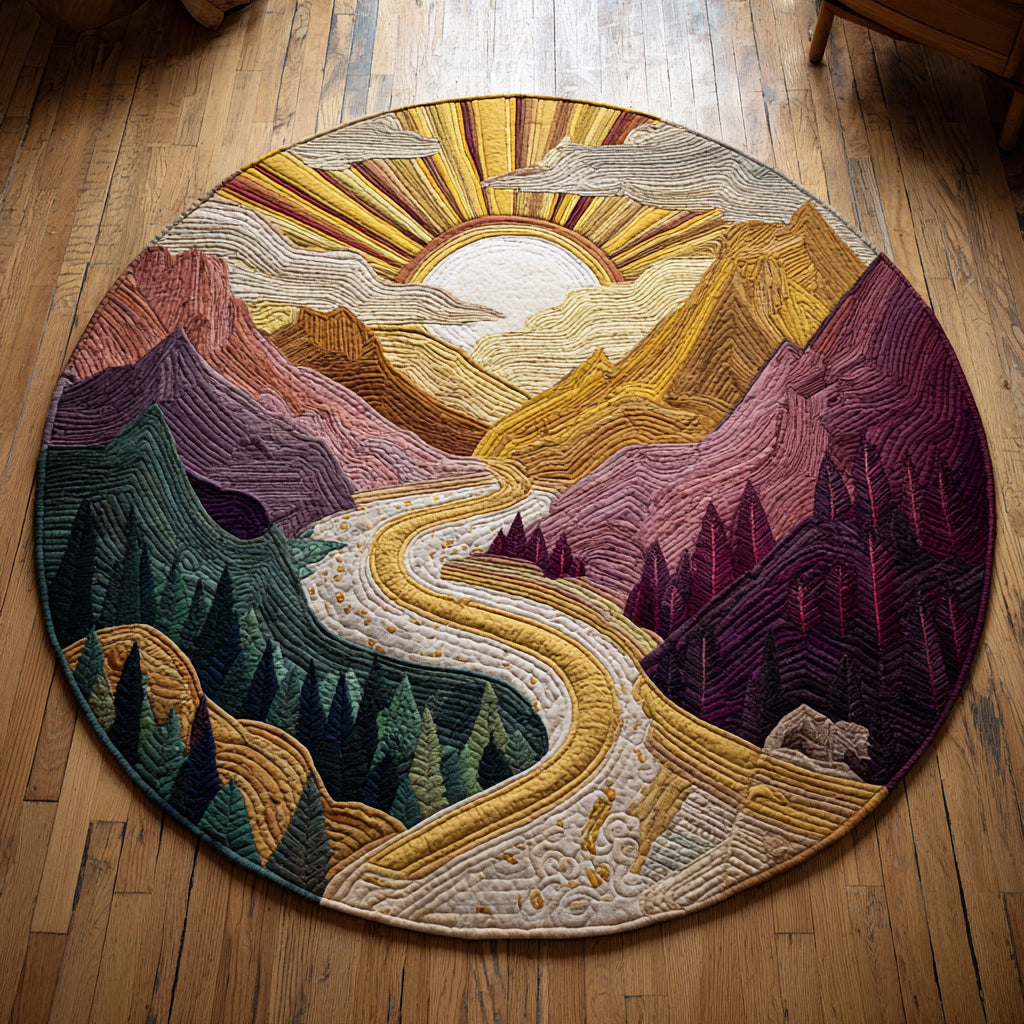 Mountain Sun River Quilted Round Mat NCU0HH1713