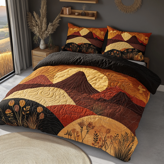 Mountain Sunset 3-Piece Quilted Bedding Set NCU0VL946