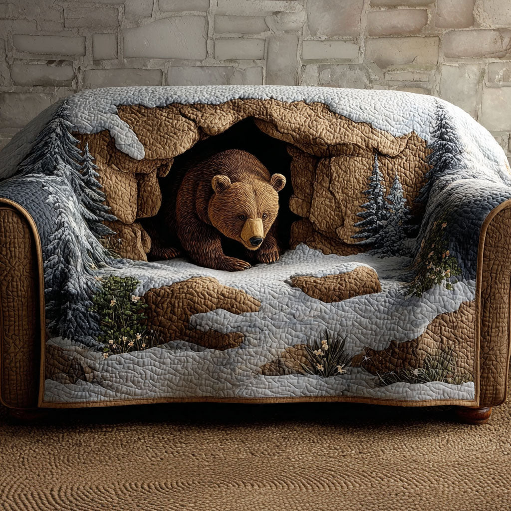 Mountain Trail Bear Quilted Sofa Cover NCU0PT9784