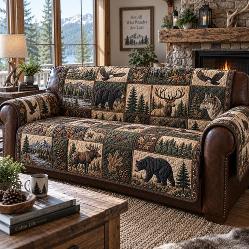 Mountain Wildlife Cabin Quilted Sofa Cover NCU0DV10104